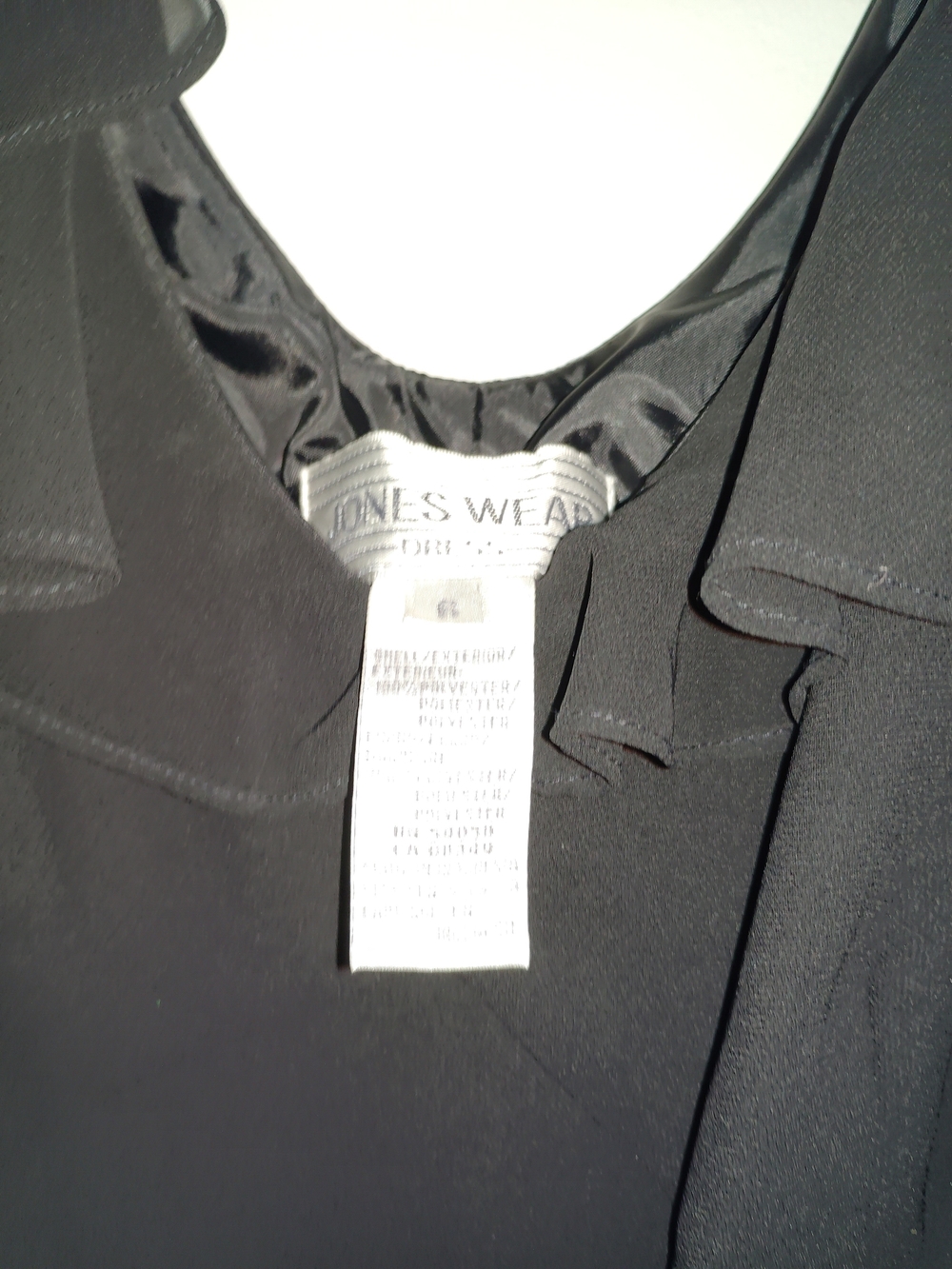 Jones Wear Black Long Sleeve Ruffle-Trim Dress